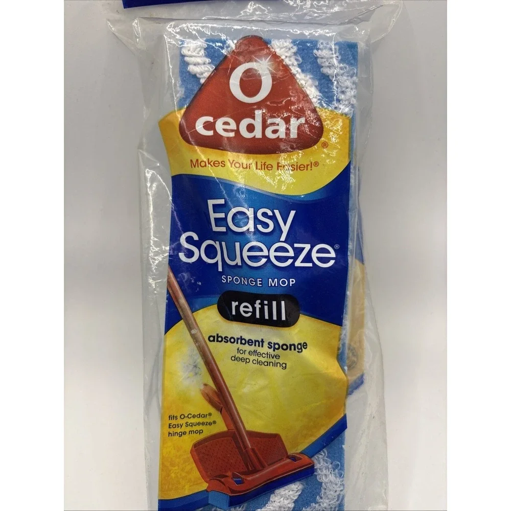 O Cedar Easy Squeeze Sponge Mop Refill Sealed  Hinged Blue 9
